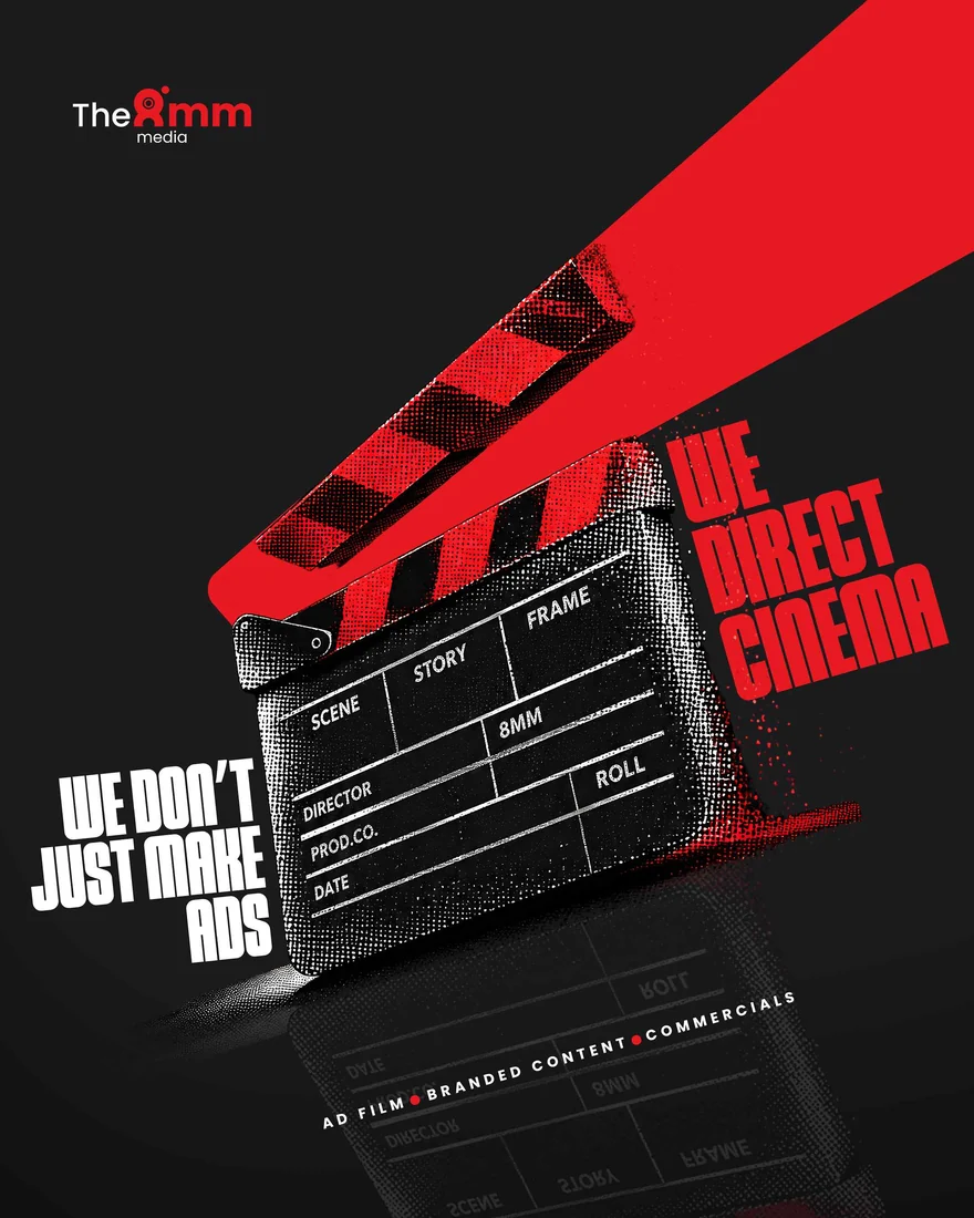 The 8mm Media - We Direct Cinema brand poster